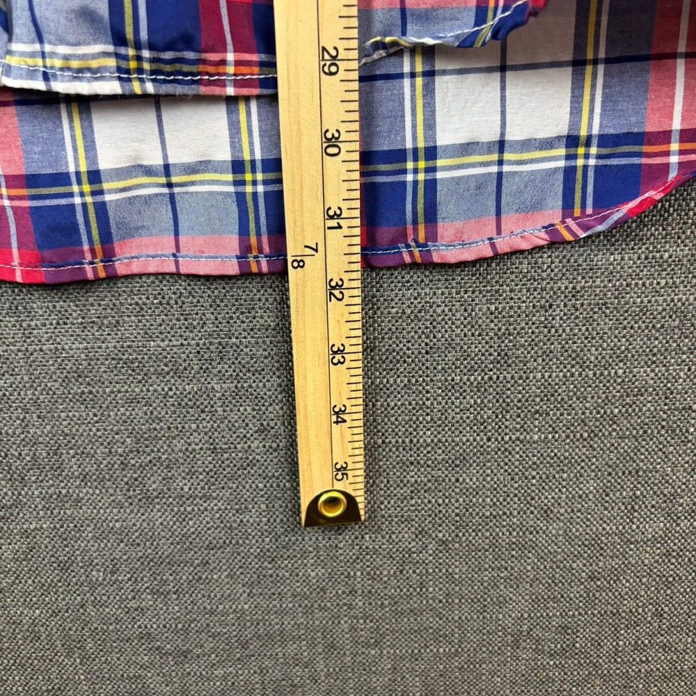 JMBONHEUR Shirt Mens XL Red Blue Plaid Long Sleeve Western Pearl Snap‎ Casual - Picture 3 of 6